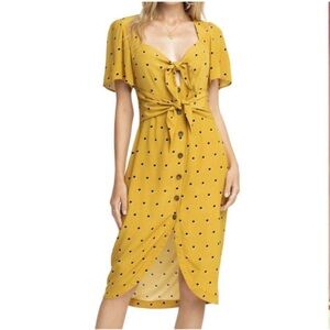 ASTR The Label by Anthropologie Yellow Polka Dot Dress size M